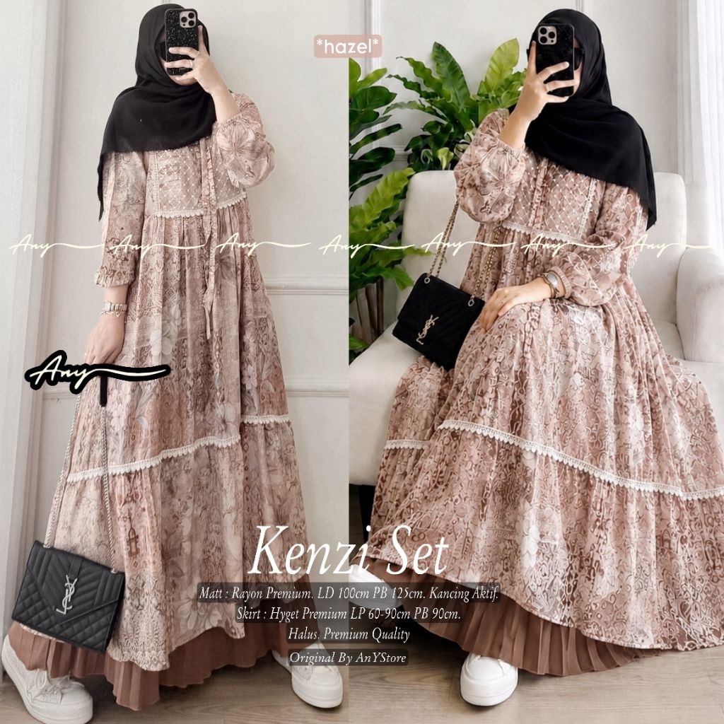 Dress Meldia by Uwais Solo DAN AMIKA DRESS BAHAN KATUN PREMIUM LD 105 PJ 135 / Ayudia Set Rok / Kenz