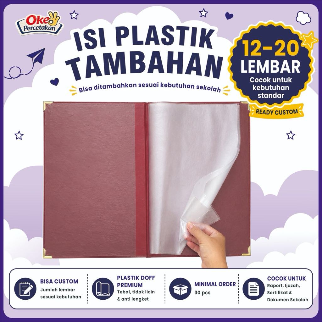 [ISI 12-20 LEMBAR] CUSTOM ISI PLASTIK MAP RAPORT & IJAZAH | WAJIB TAMBAHAN
