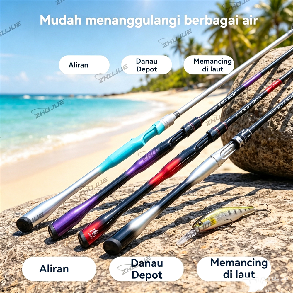 Joran Pancing 1.8M/2.1M Casting/Spinning Joran Pancing 6-12LB 180-210cm Joran 2 Bagian Carbon Fiber 