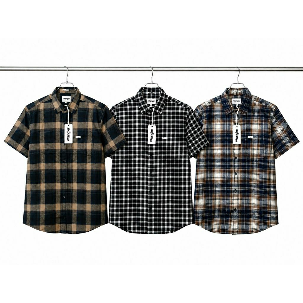 Kemeja Lengan Pendek Wrangler Original Bahan Fanel