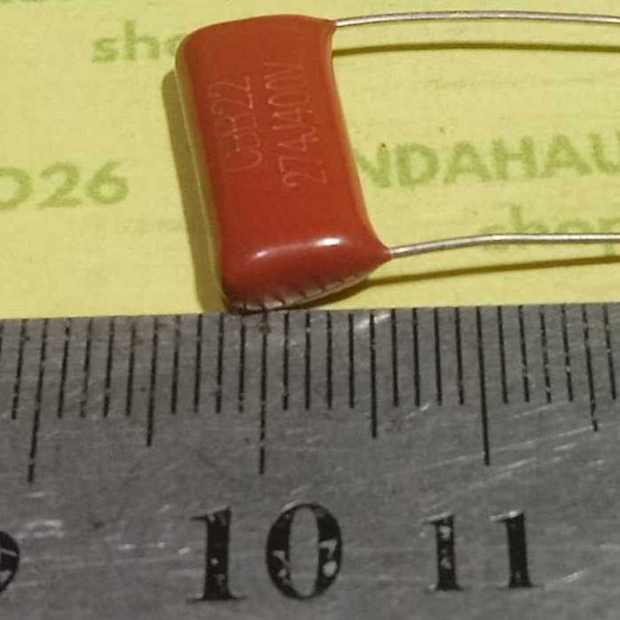 CBB22 274J400V 15mm milar 270nf 270n 274 400v kapasitor merah capasitor mylar