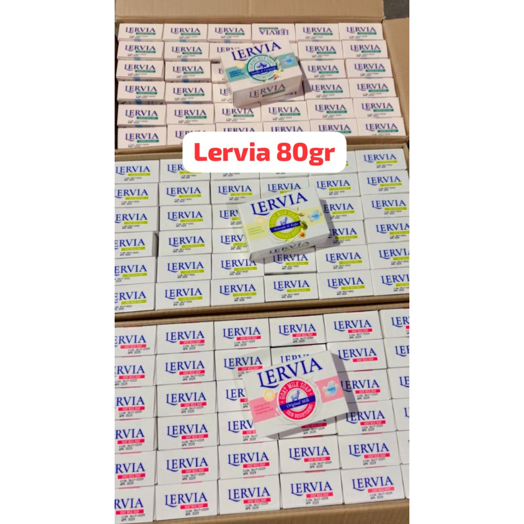 LERVIA Sabun Batang 80 gr / Sabun Batang Lervia Sabun Mandi Susu Lervia 80 gram