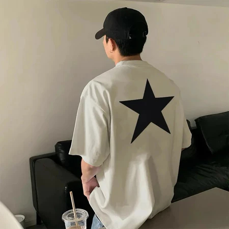 Kaos Essentials Star Back Print – T-Shirt Pria Wanita Oversize Premium Import Bangkok