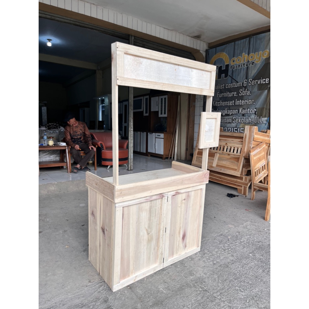 Meja Booth portable kayu / meja stand portable