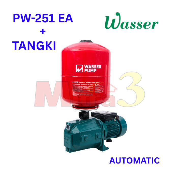 WASSER PW-251 EA + Tank Pompa Air Otomatis Sumur Dangkal Semi JET Pump + Tangki PW251EA PW-251EA