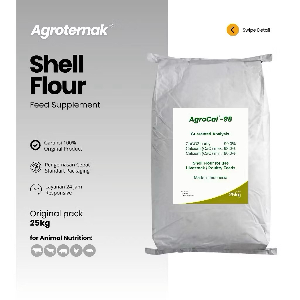 CALCIUM CARBONATE CaCO3 25kg Mineral Makro Kalsium Karbonat Bahan Baku Premix Pakan Hewan Ternak