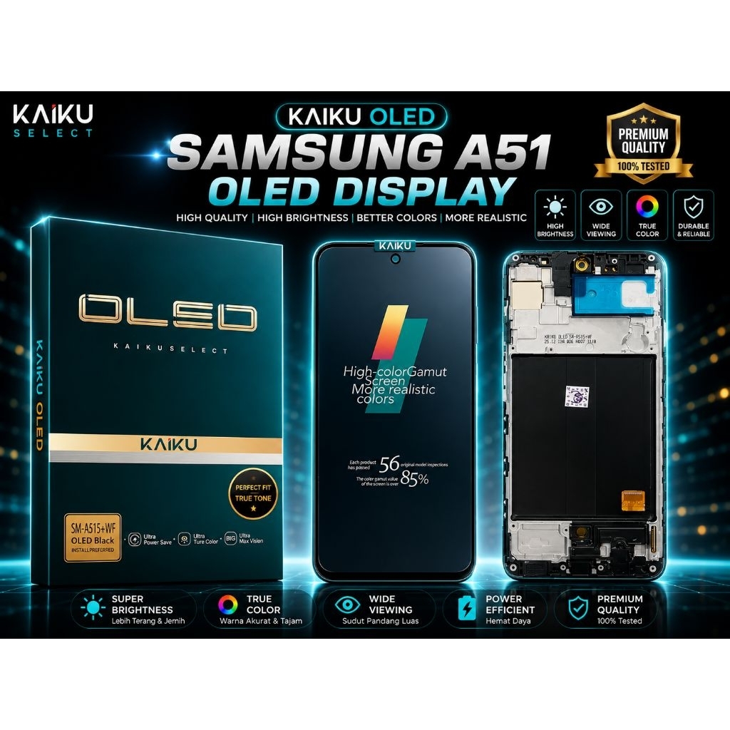 LCD KAIKU SAMSUNG A51 / A515 SET FRAME BLACK OLED ORIGINAL