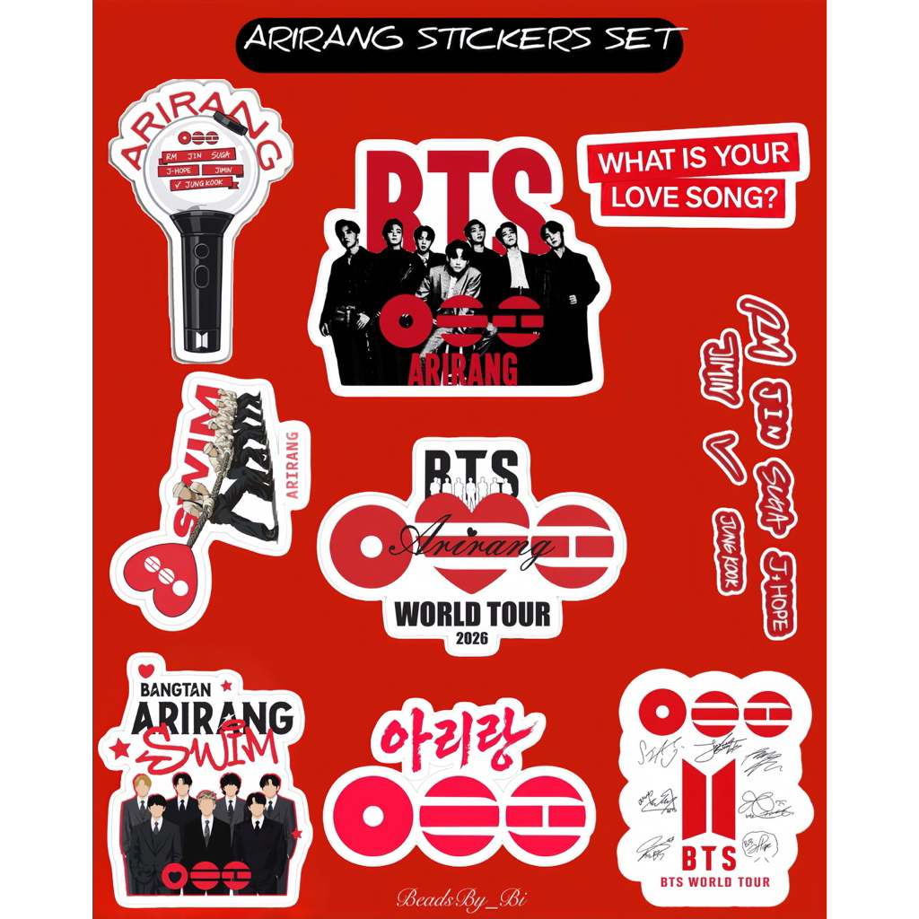 SHEET PACK BTS STICKER |STICKER ARIRANG BTS WORLD TOUR | sticker BTS | freebies konser