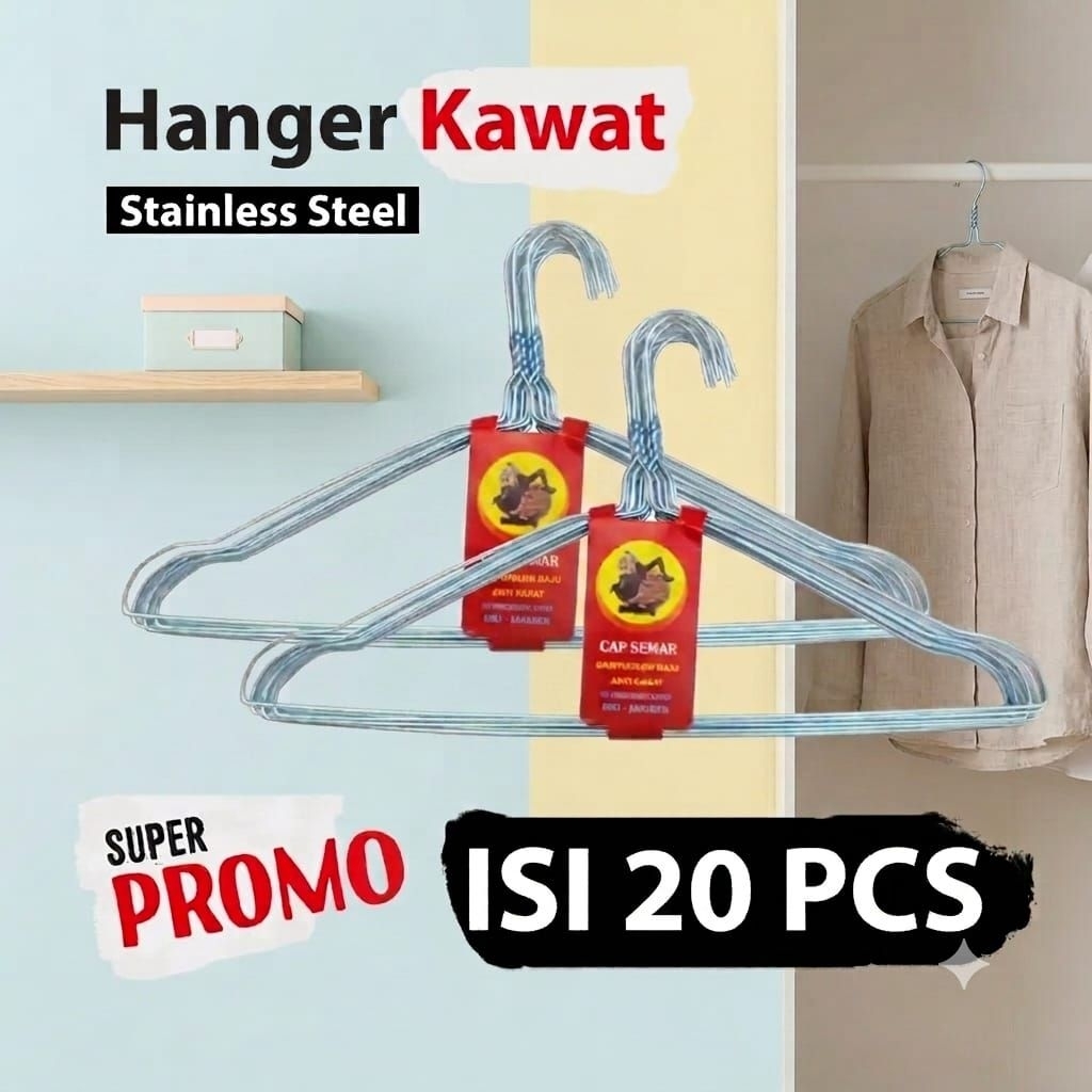 [20 PCS] HUNGER STAINLESS JEMURAN BAJU STAINLESS - GANTUNGAN BAJU ANTI KARAT