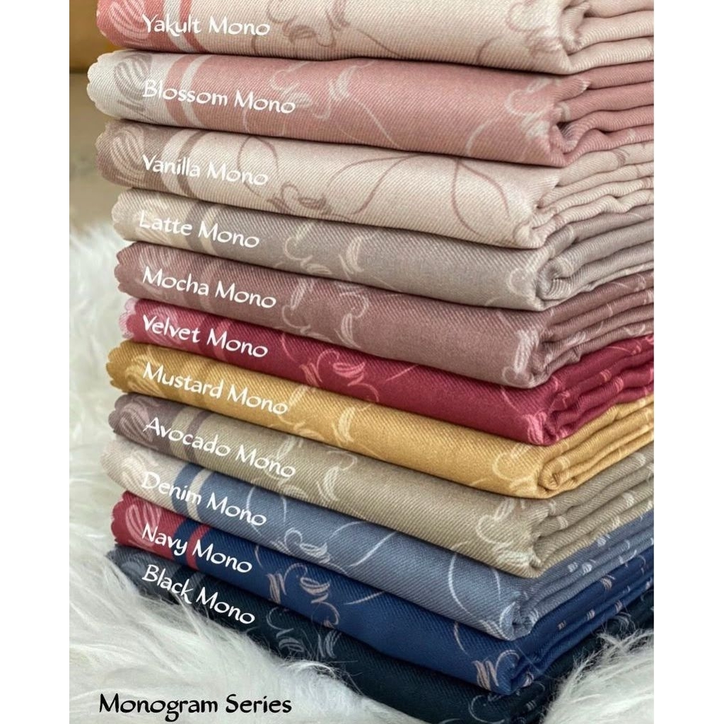 My Lady Jilbab Kerudung Segi Empat Voal Motif Monogram Series