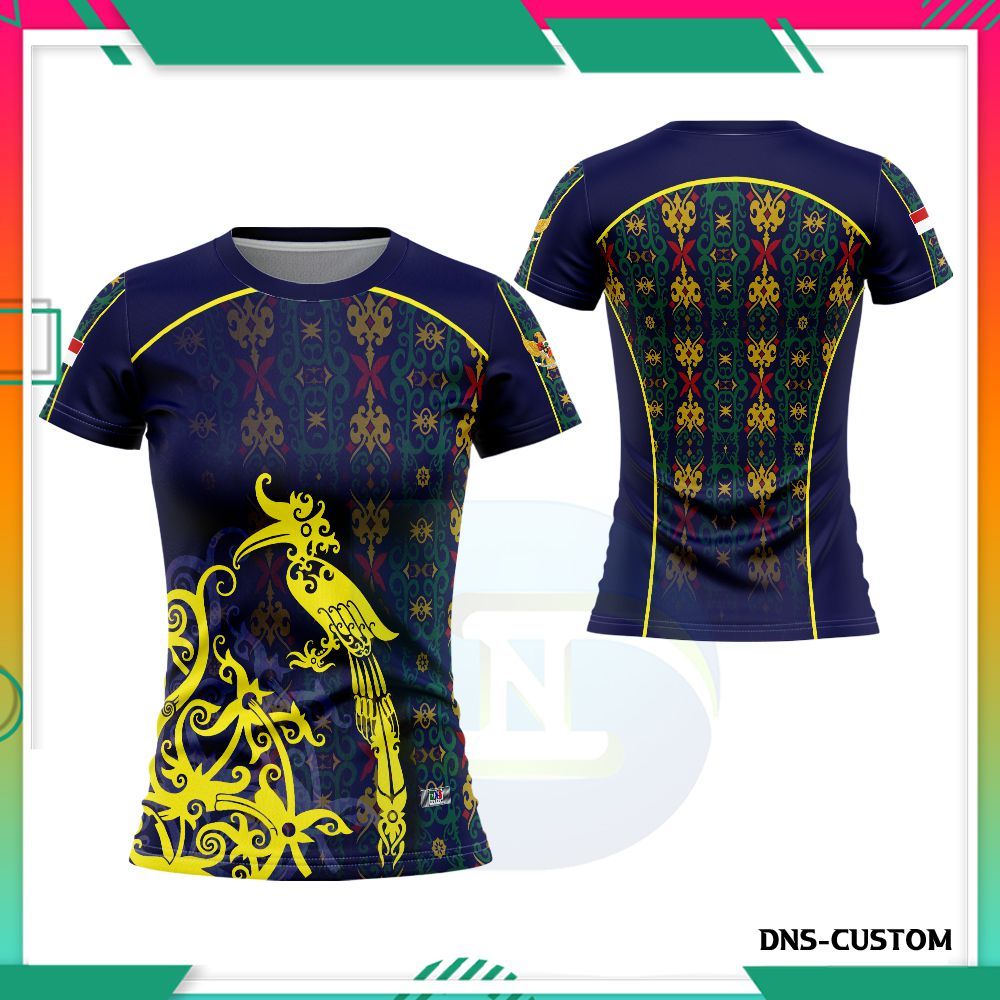 Kaos Jersey Batik Dayak Motif Enggang / Jersey Batik Dayak / Baju Batik Dayak Kalimantan Fullprint