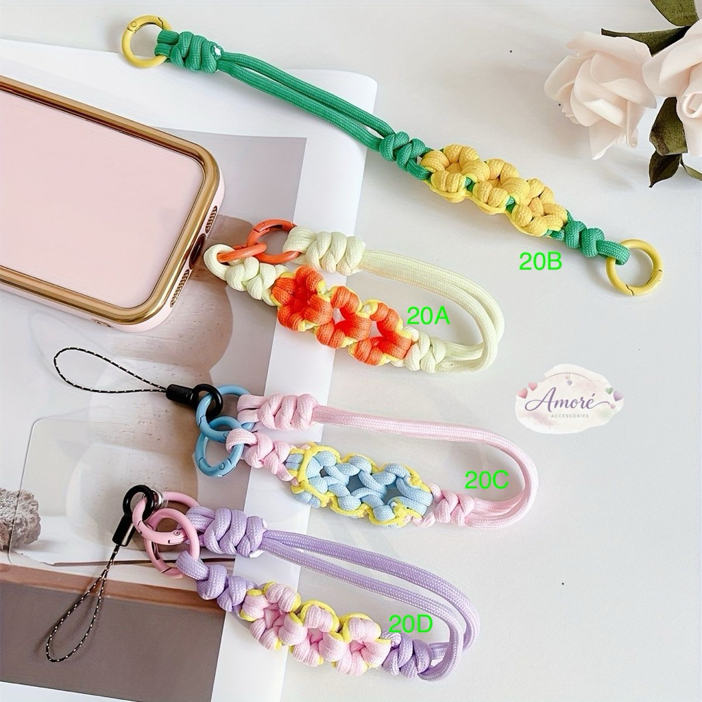 Strap Phone / Macrame rope Charm phone tali varian bunga.