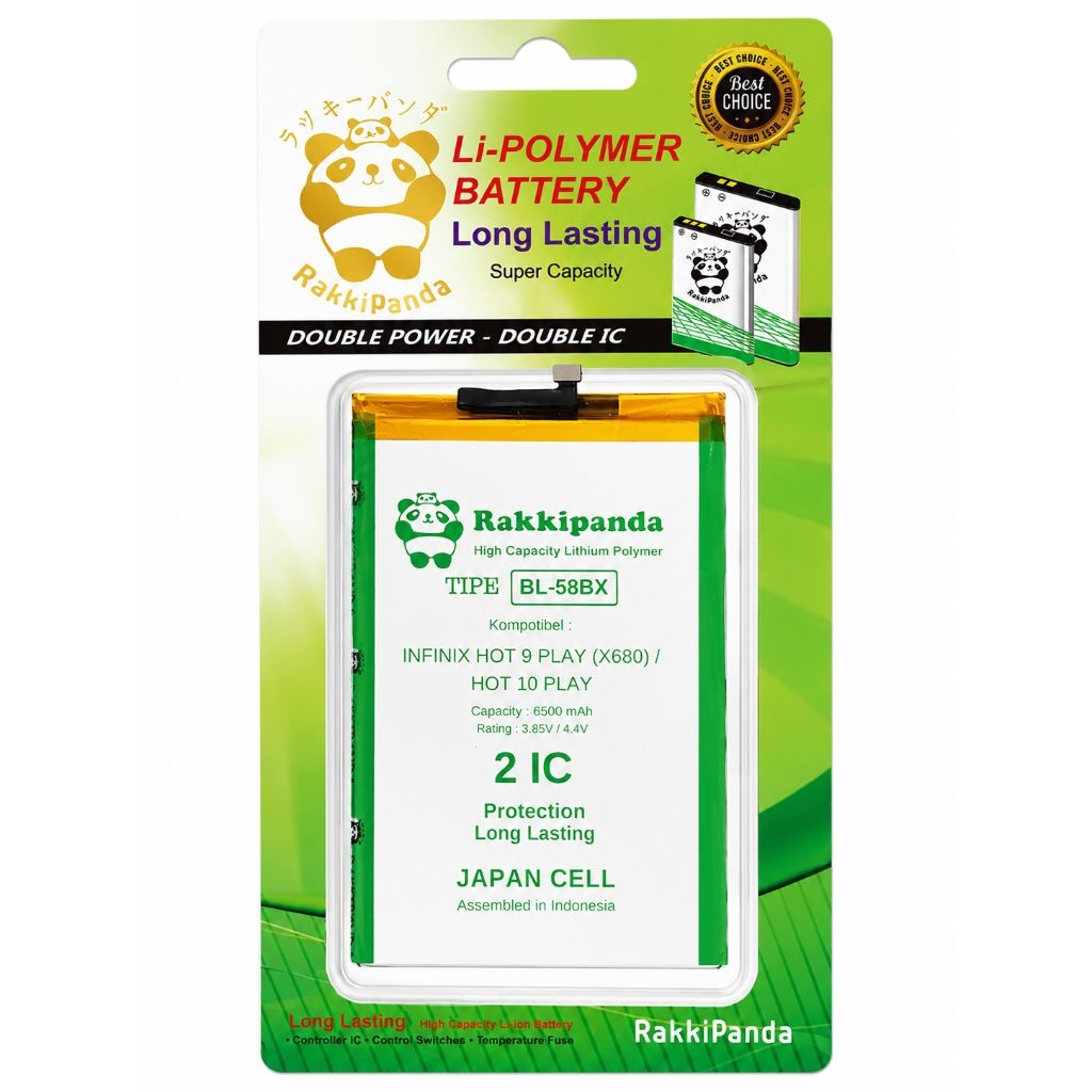 Baterai HP Second Original Merk Rakki Panda - BL-58BX Infinix Hot 9 Play X680 / Hot 10s X689/ Hot 10
