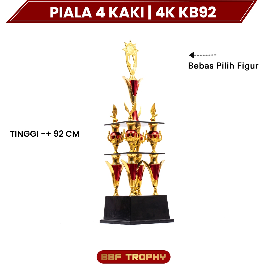 Piala Satuan 4 Kaki 2 Tingkat Tinggi 92cm Model 4K KB92 Trophy Besar Juara Umum Eksklusif Mewah Pial