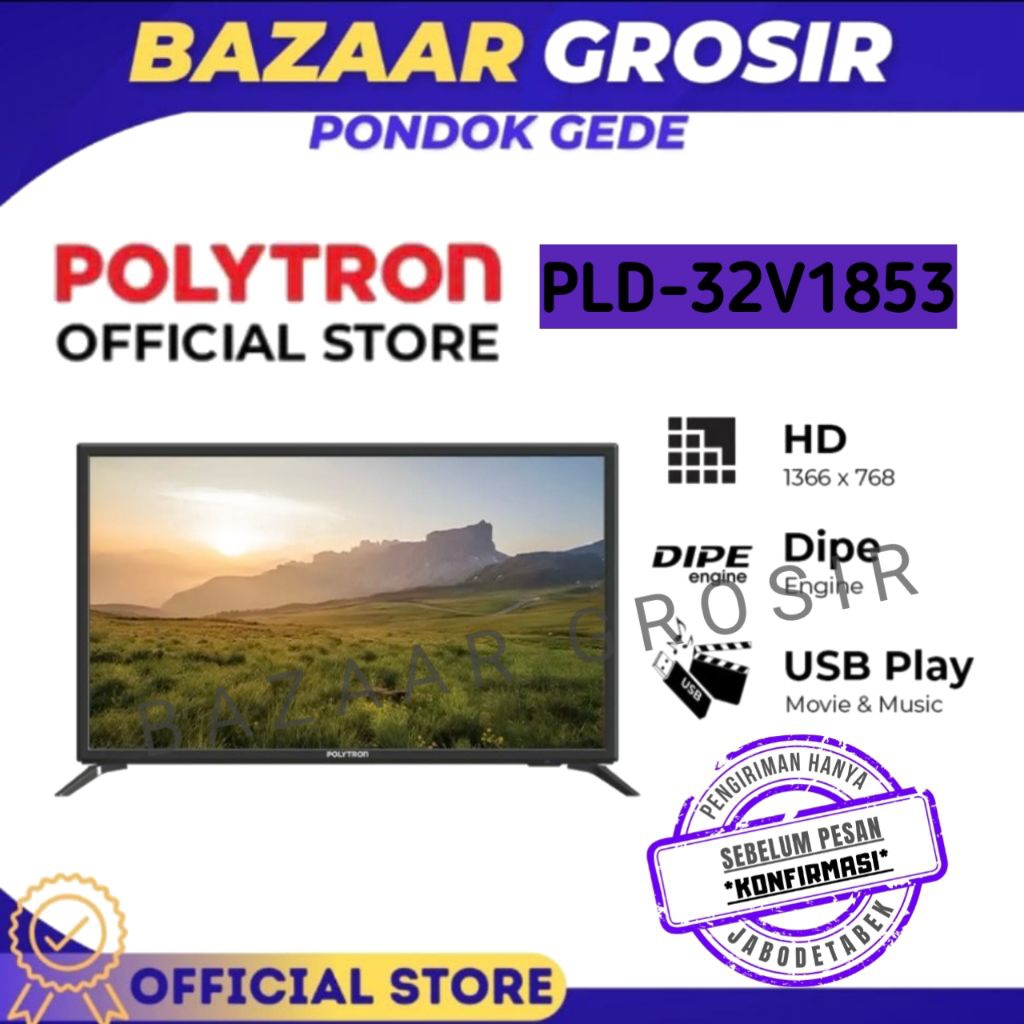 TV LED POLYTRON 32/24 INCH PLD32V1853 / PLD-32V1853 PLD24V1853/PLD-24V1853/PLD 24V1853 + GARANSI 5 T