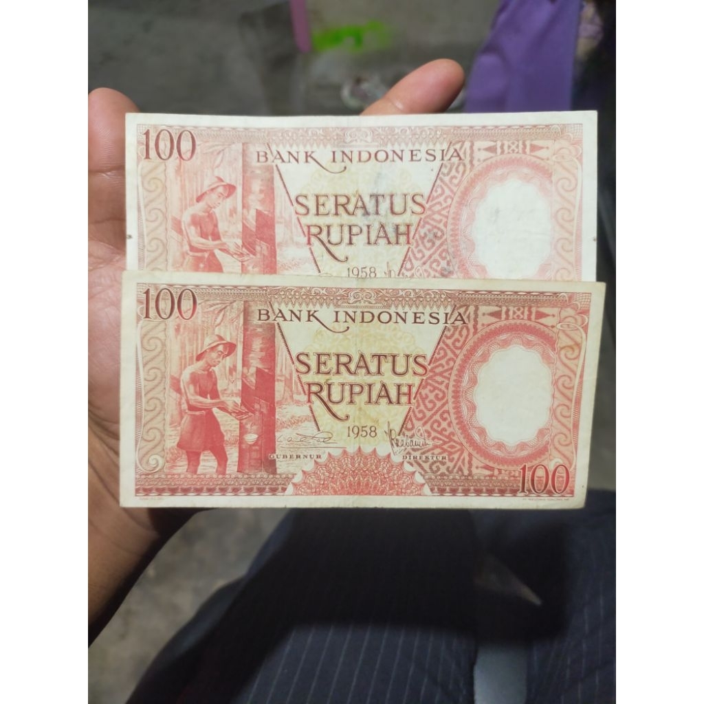 uang kuno 100 rupiah 1958 mulus