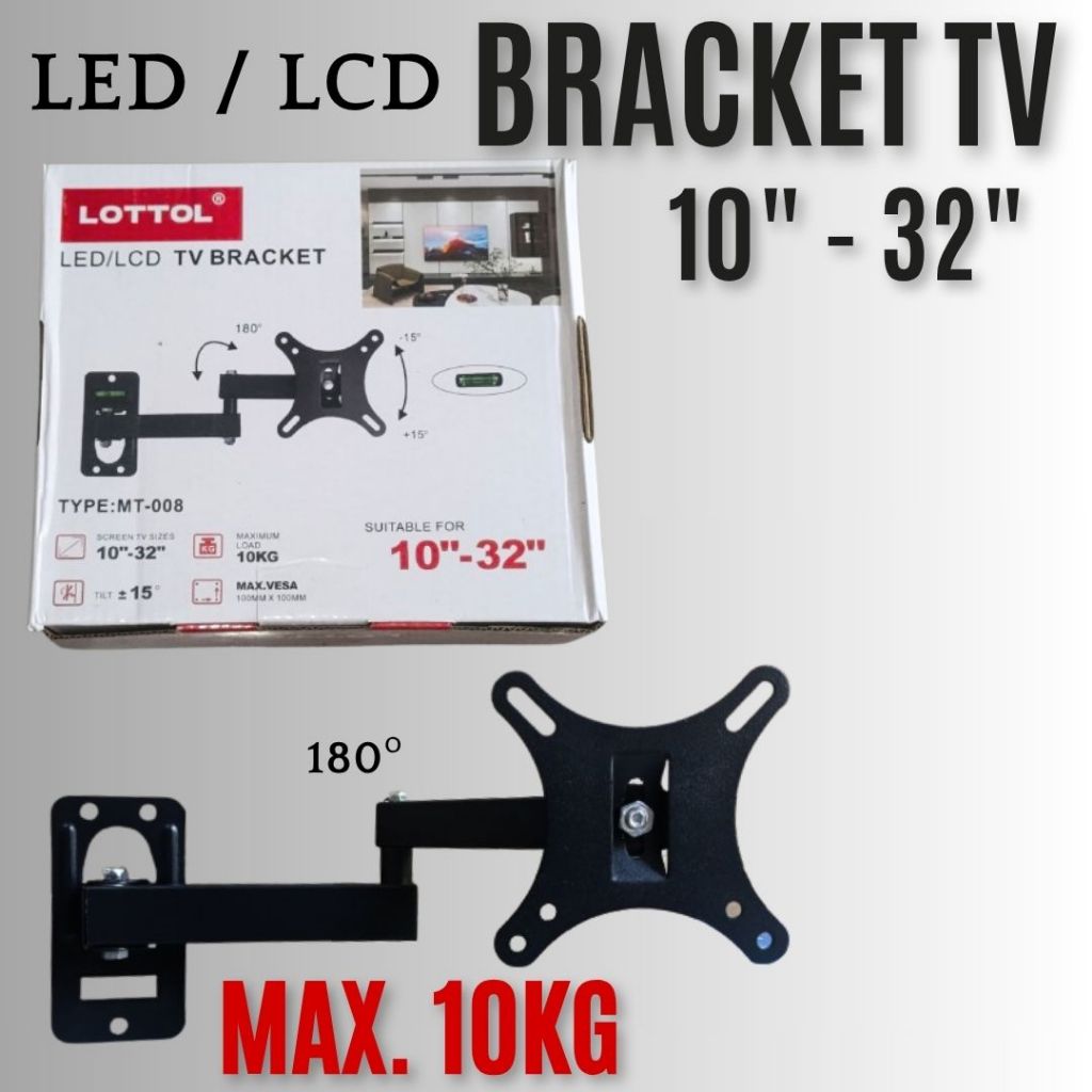 Bracket TV LED LCD & Monitor PC 10"-32" Inch Universal Flexsibel Waterpass