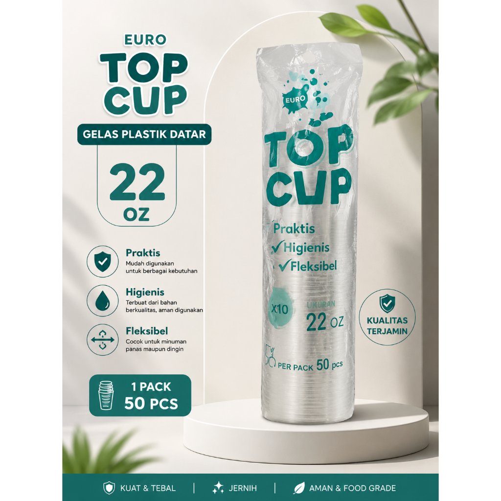 Gelas CUP 22 Oz Datar Merk EURO TOP CUP