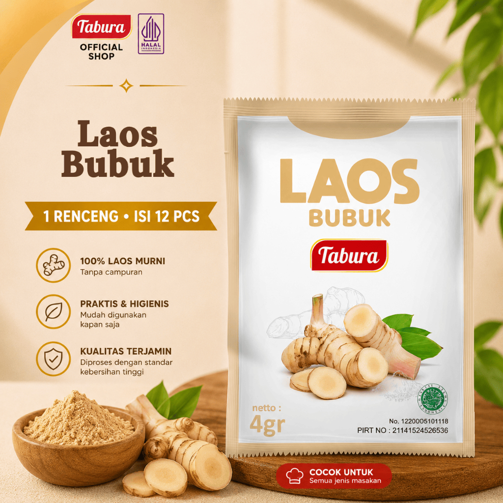 Laos Bubuk 12 pcs | Laos Bubuk Tabura 4g (RENCENGAN)