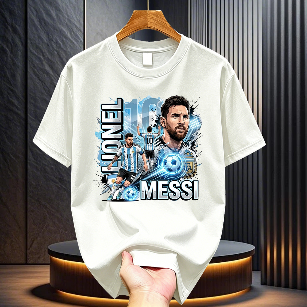 [Kirim Cepat] Baju Kaos Pria Messi  Argentina Piala Dunia Kaos Casual Football Crewneck Pria Daster 