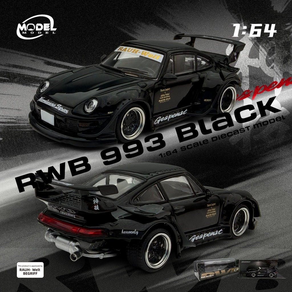 Model Model MM64 - RWB993 - 004 Black Porsche RWB 993 Black Hitam