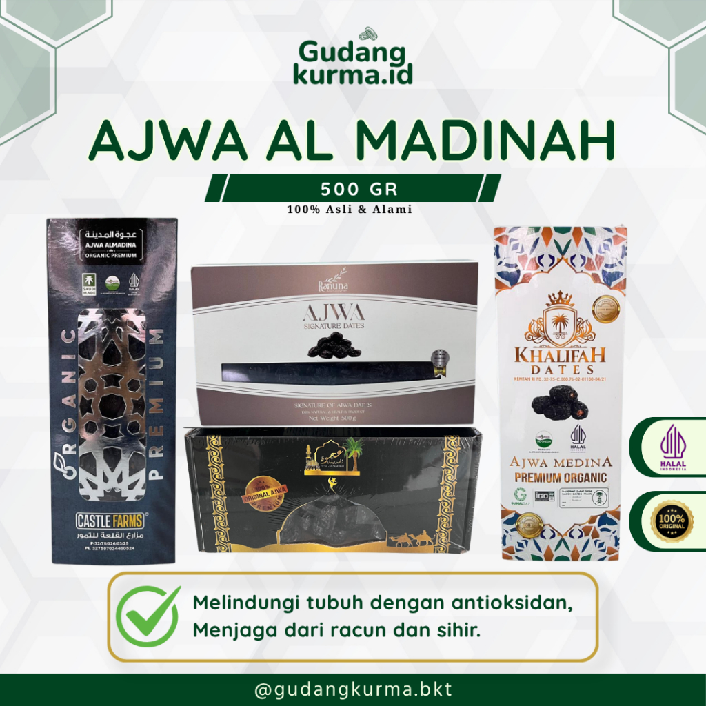 Kurma Ajwa 500gr – Original Organik Madinah Premium | Ajwa Al-Madinah, Castle Farm