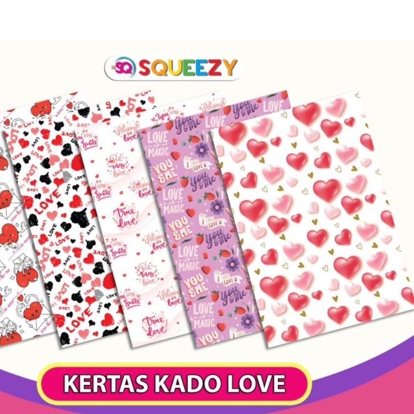 [READY] KERTAS KADO MOTIF LOVE BERWARNA PINK COCOK UNTUK HADIAH CEWEK | Kertas Kado Motif Love