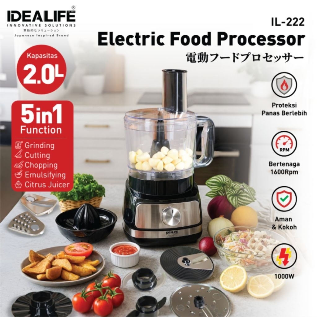 Idealife IL-222 Food Processor - Penggiling & Chopper Multifungsi