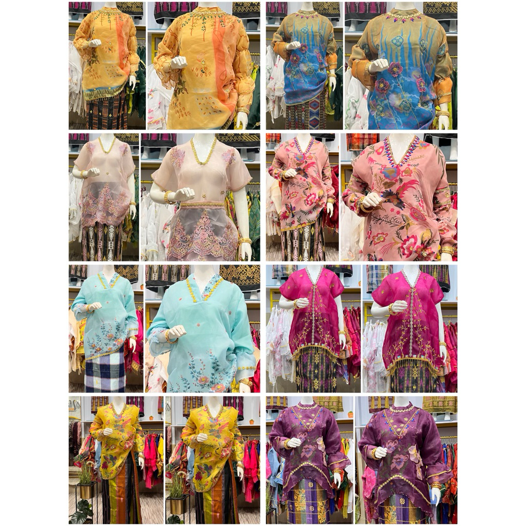 Kebaya blouse Organza Print Gradasi Bunga 3D -Alfatih