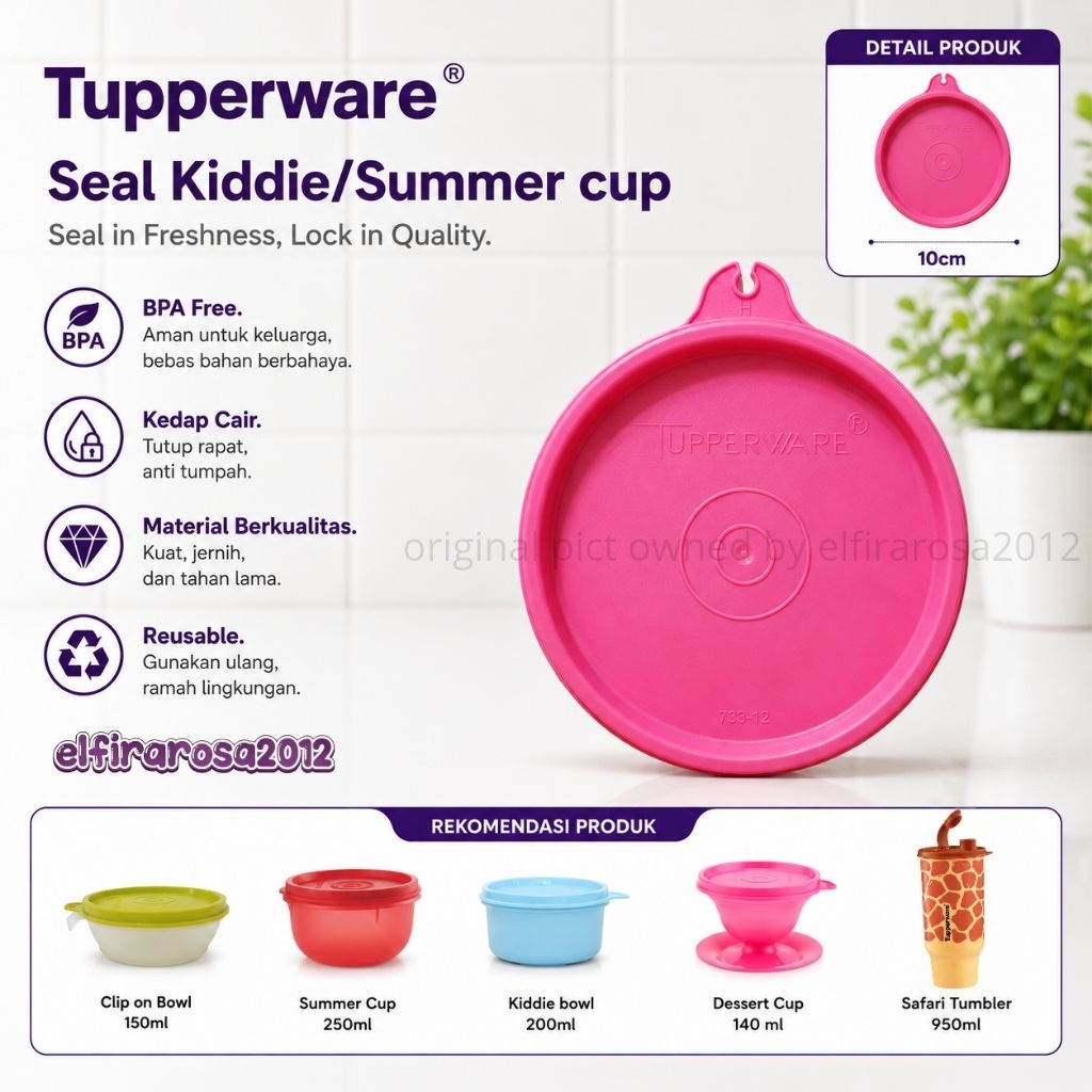 BARU tutup seal kiddy kiddie kidi / Summer cup Tupperware diameter 10cm