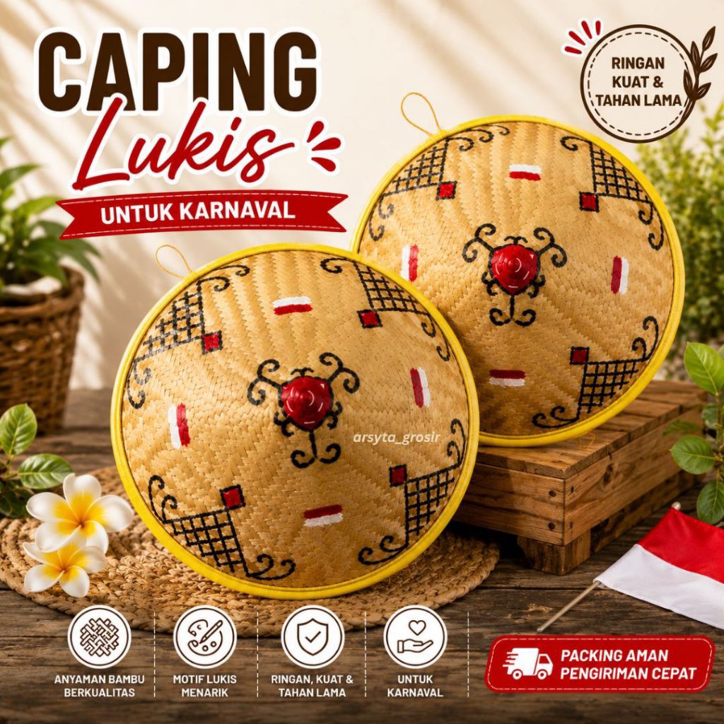 Caping Petani Motif Unik MURAH /Topi Caping Untuk karnaval