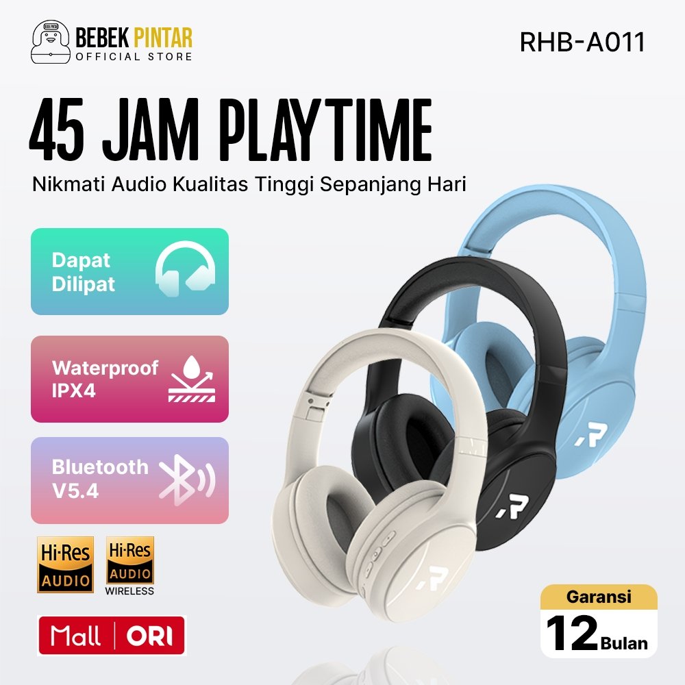 Promo Ripple RHB A011  Headphone Bluetooth 5.4 Foldable Headphone Wireless HIFI Bass Stereo Noise Re