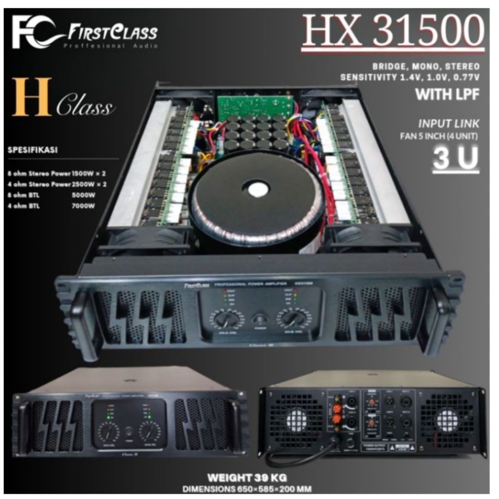POWER BALAP FIRSTCLASS HX 31500 HX31500 TEBAL 3U 5000 WATT 8 OHM