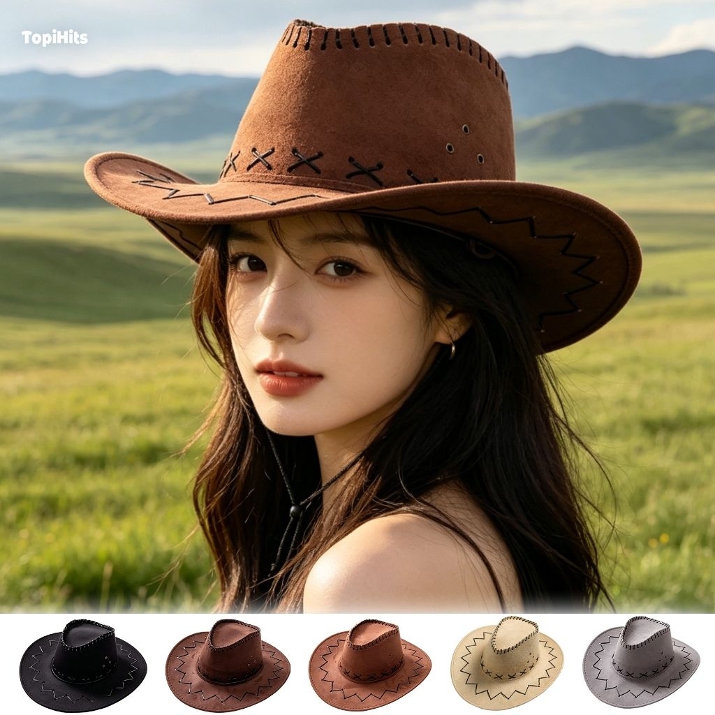 Topi Koboy / Topi Koboy Pria Wanita Topi Koboy Amerika Laken