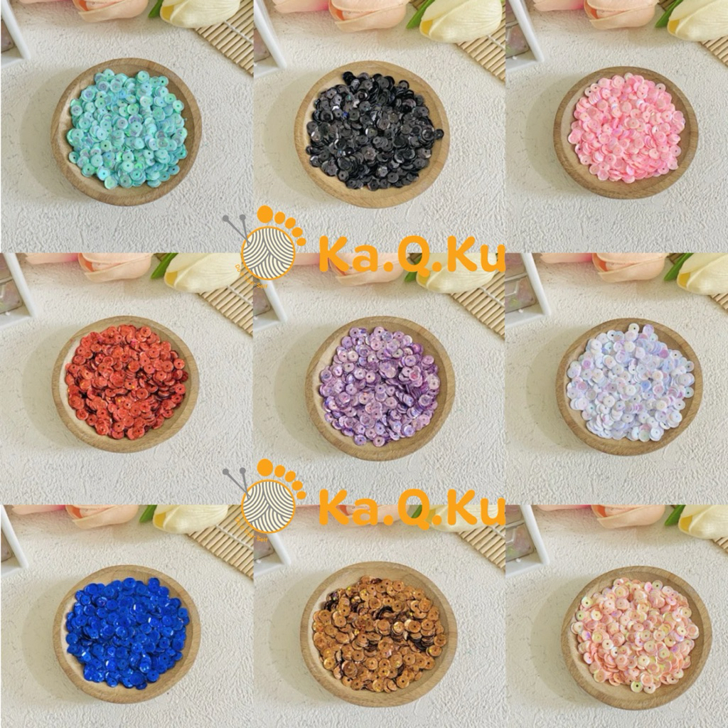 10gram PAYET RAMBOCI 6mm BULAT PIRINGAN / PAYET SEQUIN PIRINGAN / PAYET PIRING