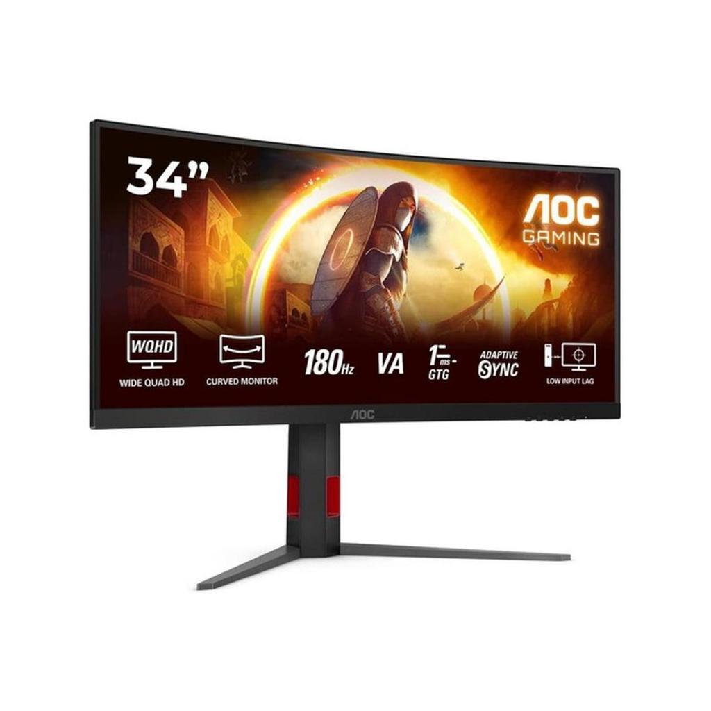 AOC CURVED GAMING MONITOR 34 INCH 1500R FAST VA 2K WQHD 1440P 1MS 180HZ CU34G4 HDR10 HDMI