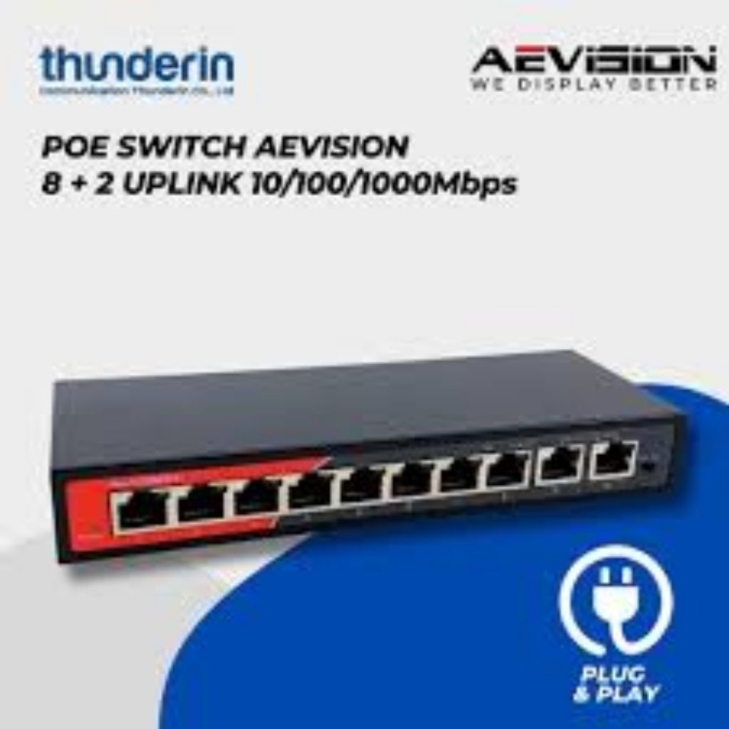 AEVISION Smart PoE Switch 8 Plus 2 (10/100) - Baru Open Box Dus Penyok
