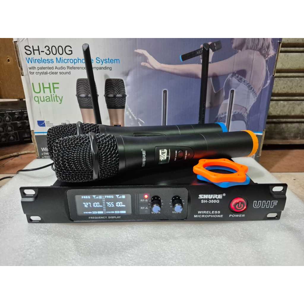 Mic wireles shure sh 300G Uhf 2mic pegang