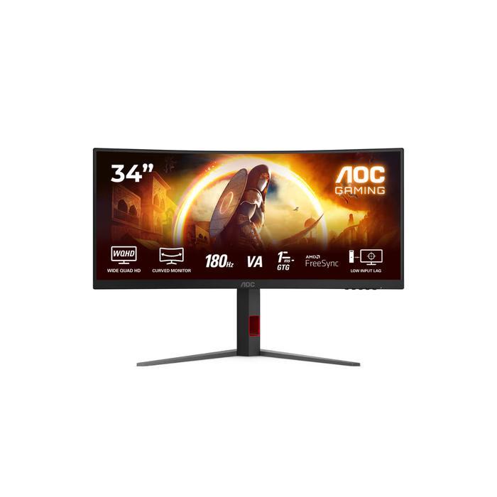 AOC CURVED GAMING MONITOR 34 INCH 1500R FAST VA 2K WQHD 1440P 1MS 180HZ CU34G4 HDR10 HDMI+DP 3Y ERGO