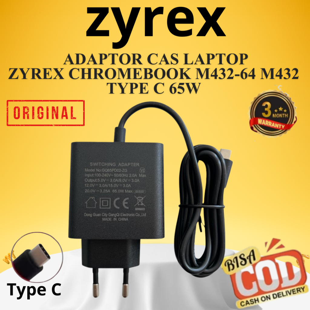 CAS LAPTOP ZYREX CHROMEBOOK M432-64 M432 TYPE C 65W