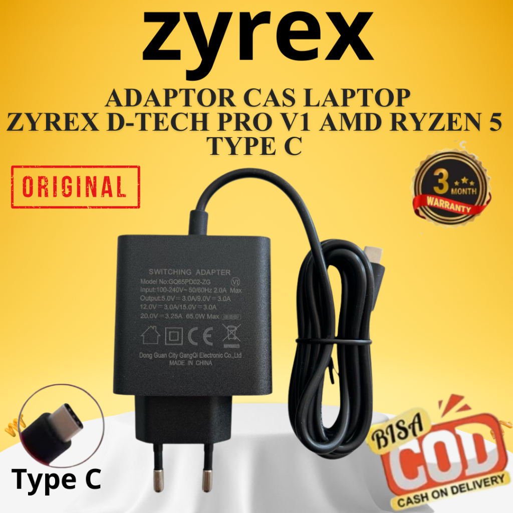 CAS LAPTOP ZYREX D'TECH PRO V1 AMD RYZEN 5 TYPE C 65W