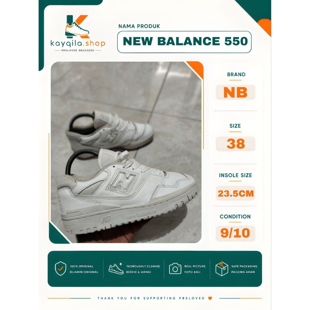 Sepatu Preloved Second Original New Balance NB 550 Size 38