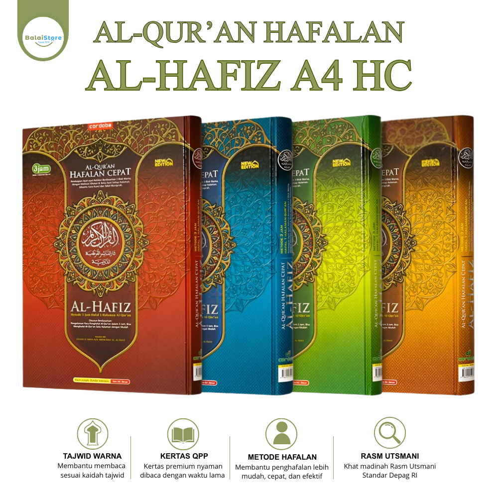 Al Quran Al Hafiz A4 Blok Hafalan Tajwid Warna Rasm Utsmani Non Terjemah A4 HC AlQuran Hafalan