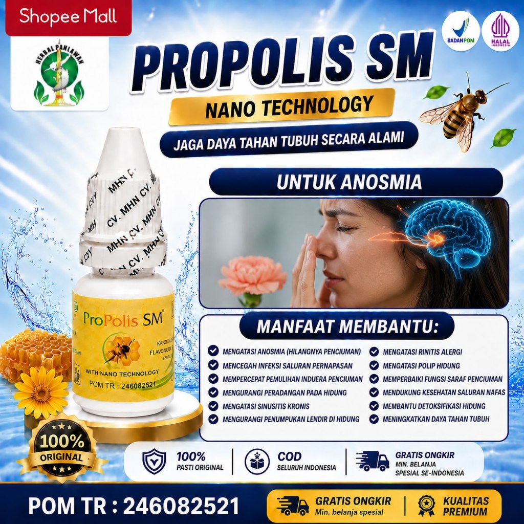 Obat Untuk Anosmia, Meningkatkan Daya Tahan Tubuh, Pemulihan Indra Penciuman - Propolis SM BPOM