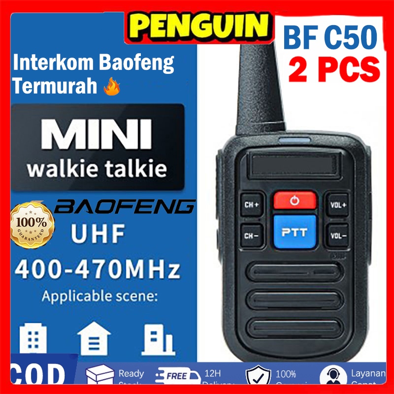 [COD] 100%Ori HT BaoFeng C50 Paket 4 Unit Radio HT Walkie Talkie sudah Terkoneksi Pas Di Saku Baofen