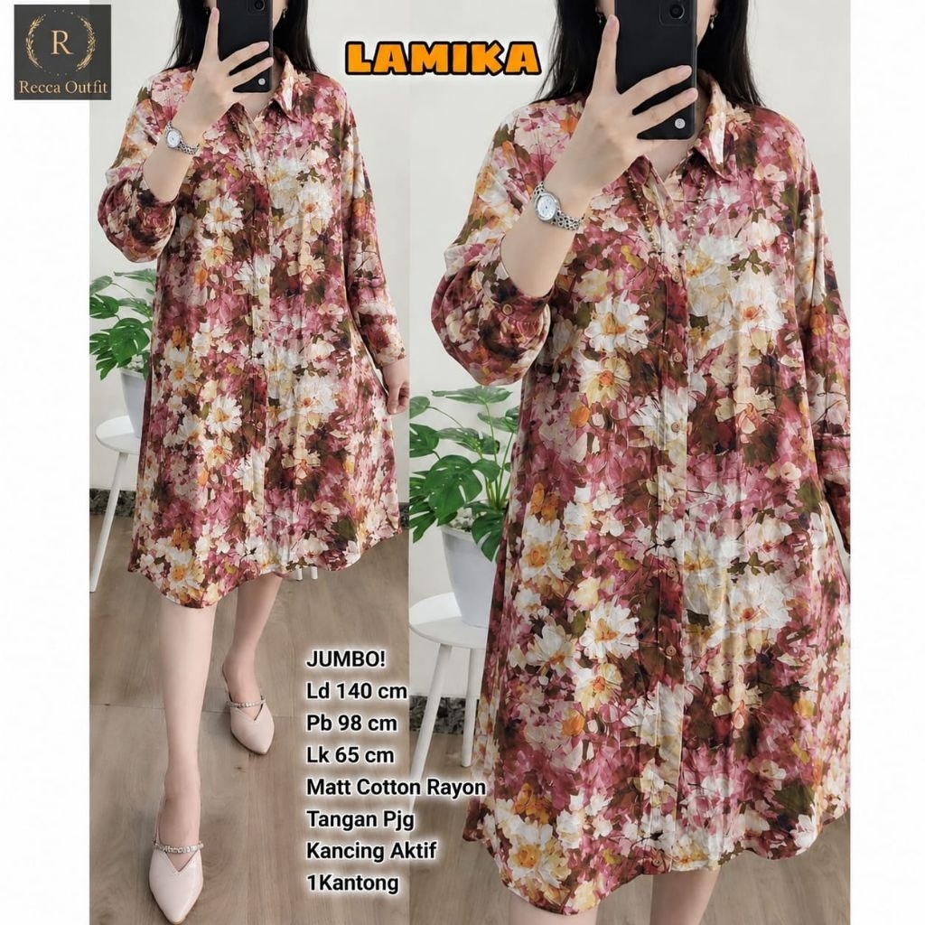LAMIKA TUNIK JUMBO ELEGAN MOTIF BUNGA/COTTON RAYON LD 140 CM