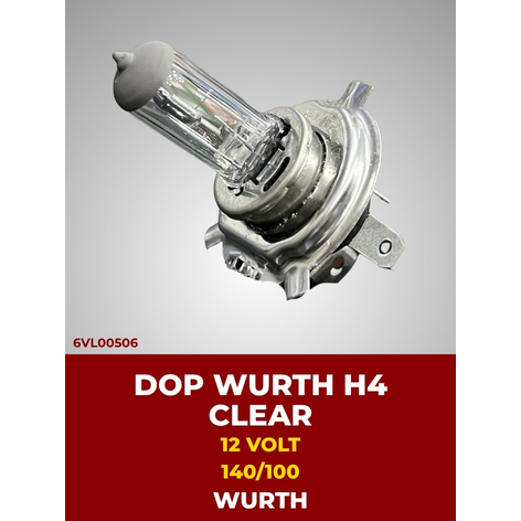 DOP WURTH H4 CLEAR -12 VOLT 140/100 WATT