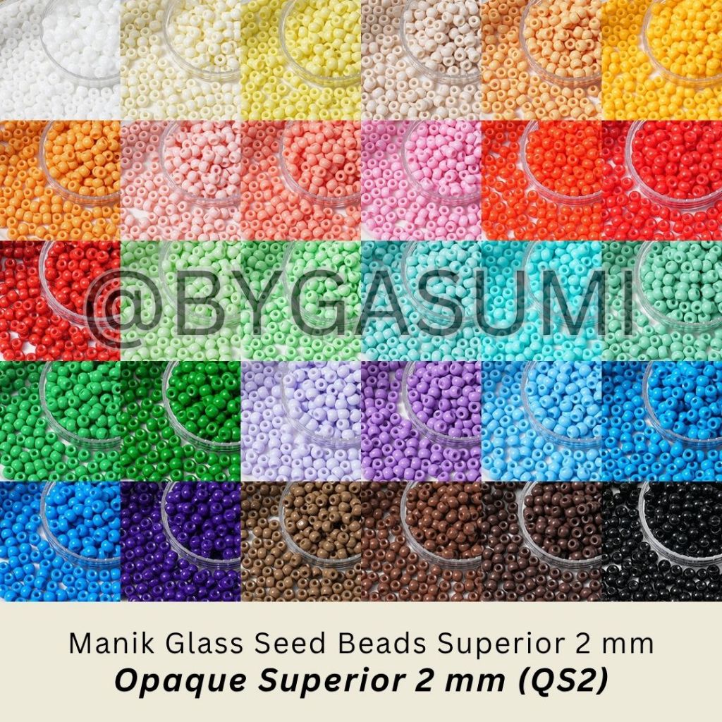 (QS) 2 mm 11/0 10 & 50 Gram Manik Opaque Kualitas Superior Ukuran Seragam Glass Seed Beads Solid Bia
