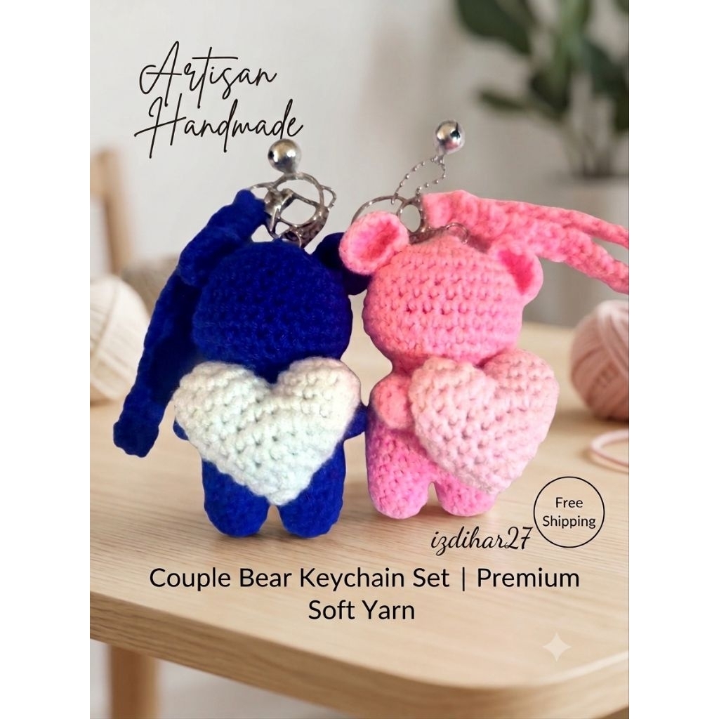 Keychain Teddy bear crochet,