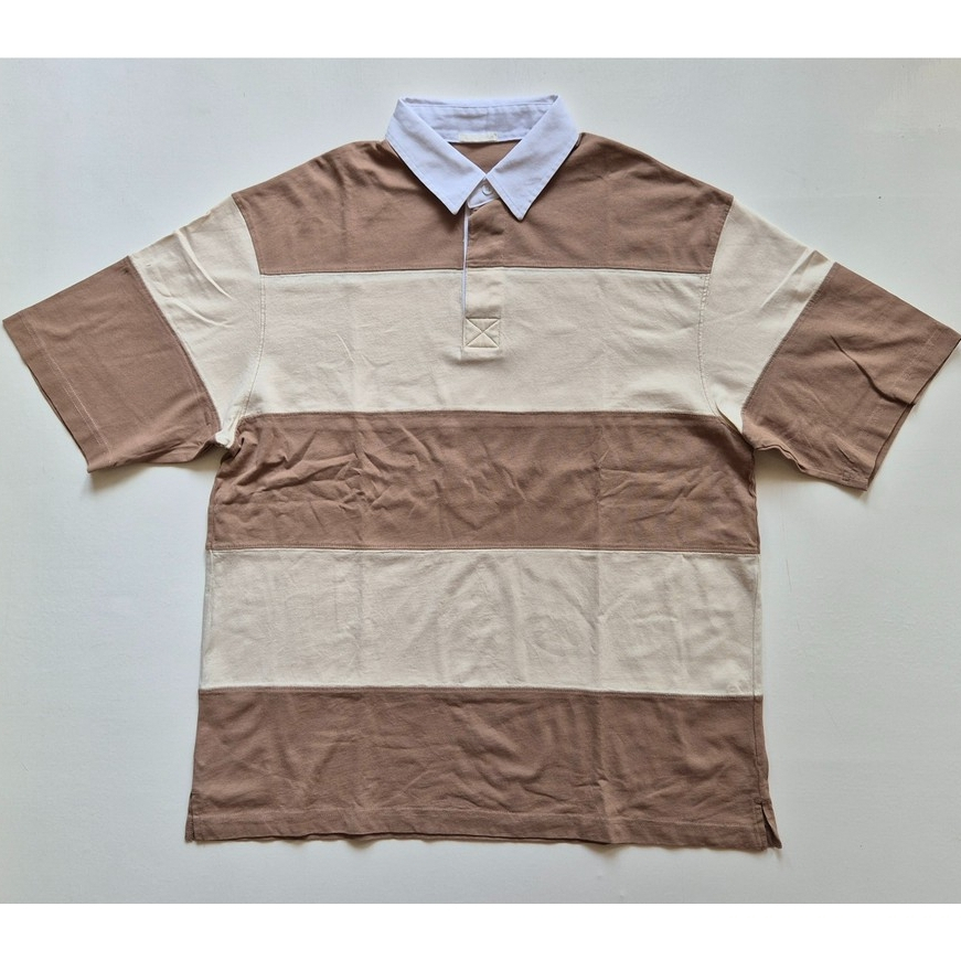 GU Rugby Polo Shirt Oversized Kaos Kerah Lengan Pendek Size L